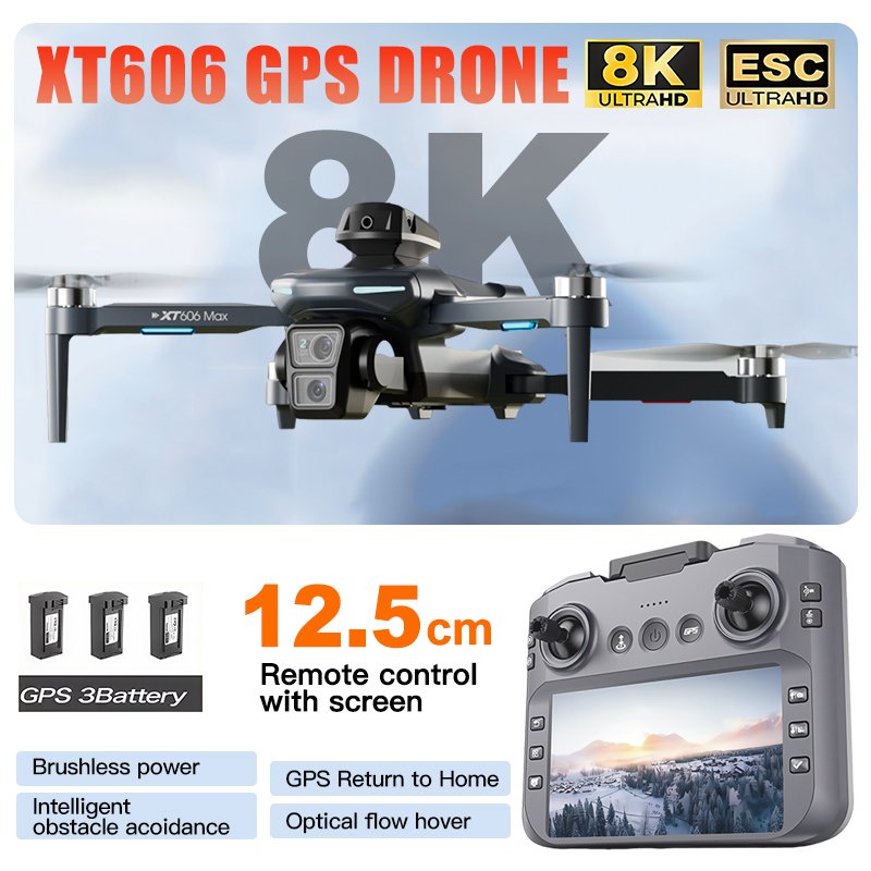 XT606 MAX 3 battery Drone 4k 8 - Drone Kit Long Range review and price